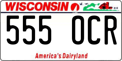 WI license plate 555OCR