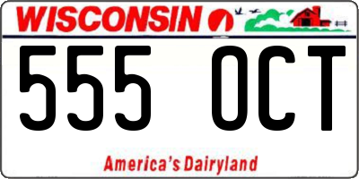 WI license plate 555OCT