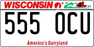 WI license plate 555OCU