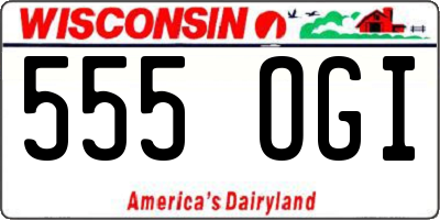 WI license plate 555OGI