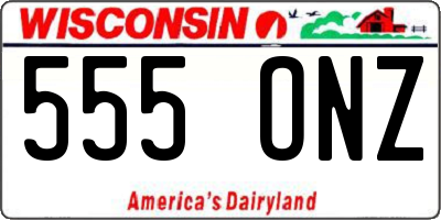 WI license plate 555ONZ