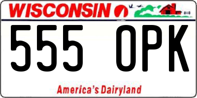 WI license plate 555OPK