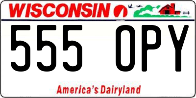 WI license plate 555OPY