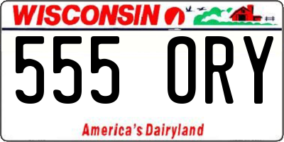 WI license plate 555ORY
