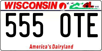 WI license plate 555OTE