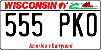 WI license plate 555PKO
