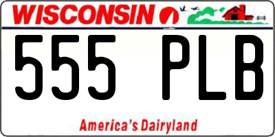 WI license plate 555PLB
