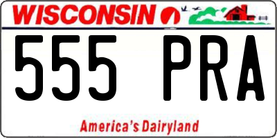 WI license plate 555PRA
