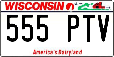 WI license plate 555PTV