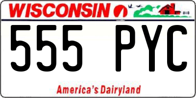 WI license plate 555PYC