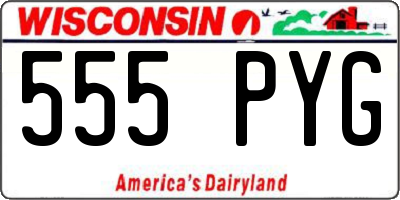 WI license plate 555PYG