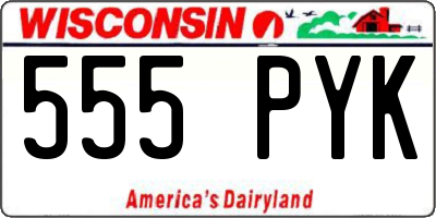 WI license plate 555PYK
