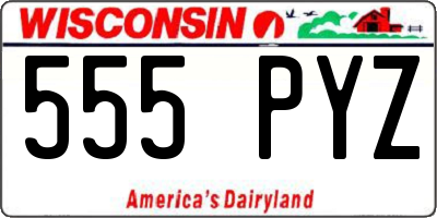 WI license plate 555PYZ
