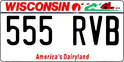 WI license plate 555RVB