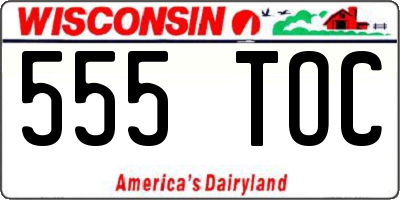 WI license plate 555TOC
