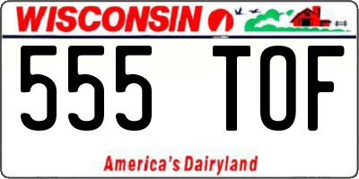 WI license plate 555TOF