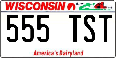 WI license plate 555TST