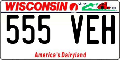 WI license plate 555VEH