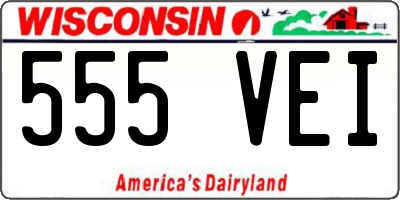 WI license plate 555VEI