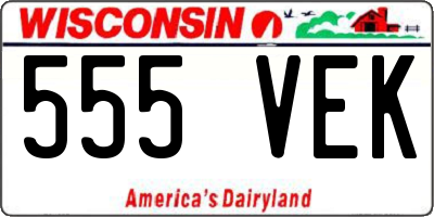 WI license plate 555VEK
