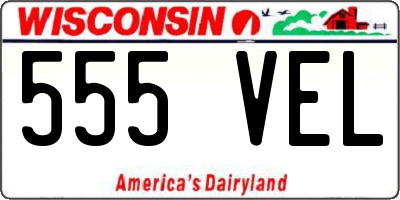 WI license plate 555VEL
