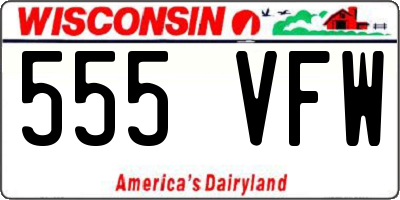 WI license plate 555VFW