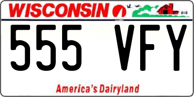 WI license plate 555VFY