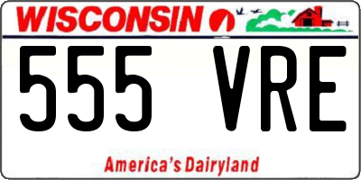 WI license plate 555VRE