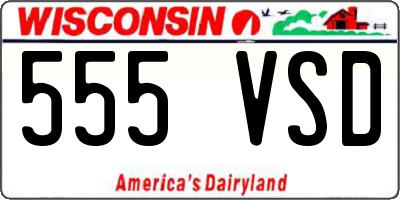 WI license plate 555VSD