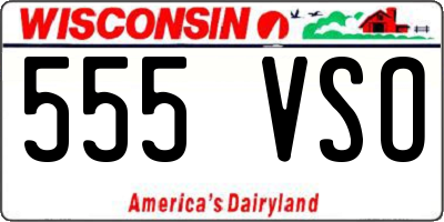 WI license plate 555VSO