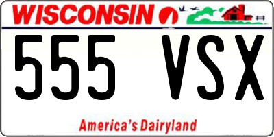 WI license plate 555VSX