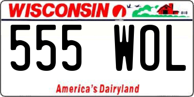 WI license plate 555WOL