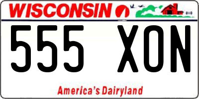 WI license plate 555XON