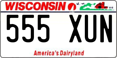 WI license plate 555XUN