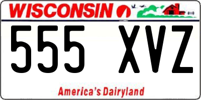 WI license plate 555XVZ