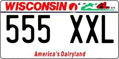WI license plate 555XXL