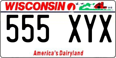 WI license plate 555XYX