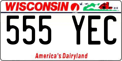 WI license plate 555YEC