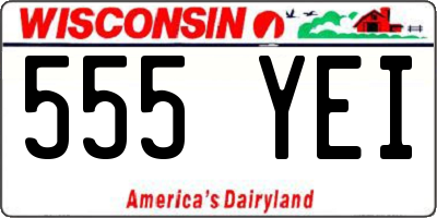 WI license plate 555YEI