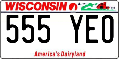 WI license plate 555YEO