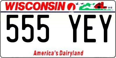 WI license plate 555YEY