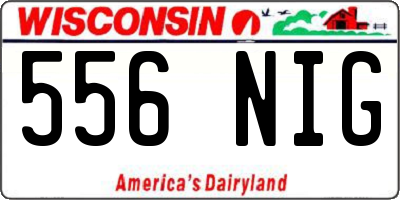 WI license plate 556NIG