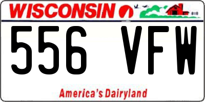 WI license plate 556VFW