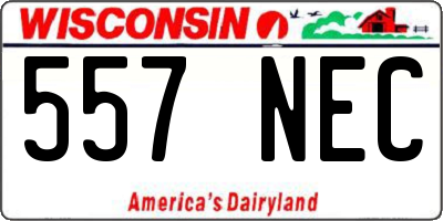 WI license plate 557NEC