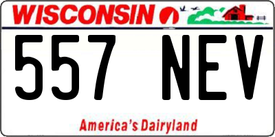 WI license plate 557NEV