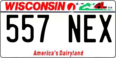 WI license plate 557NEX