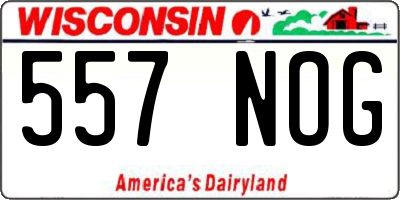 WI license plate 557NOG