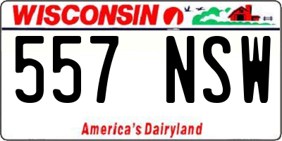 WI license plate 557NSW