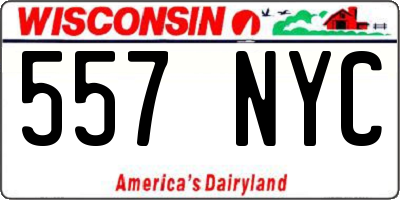 WI license plate 557NYC