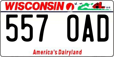 WI license plate 557OAD